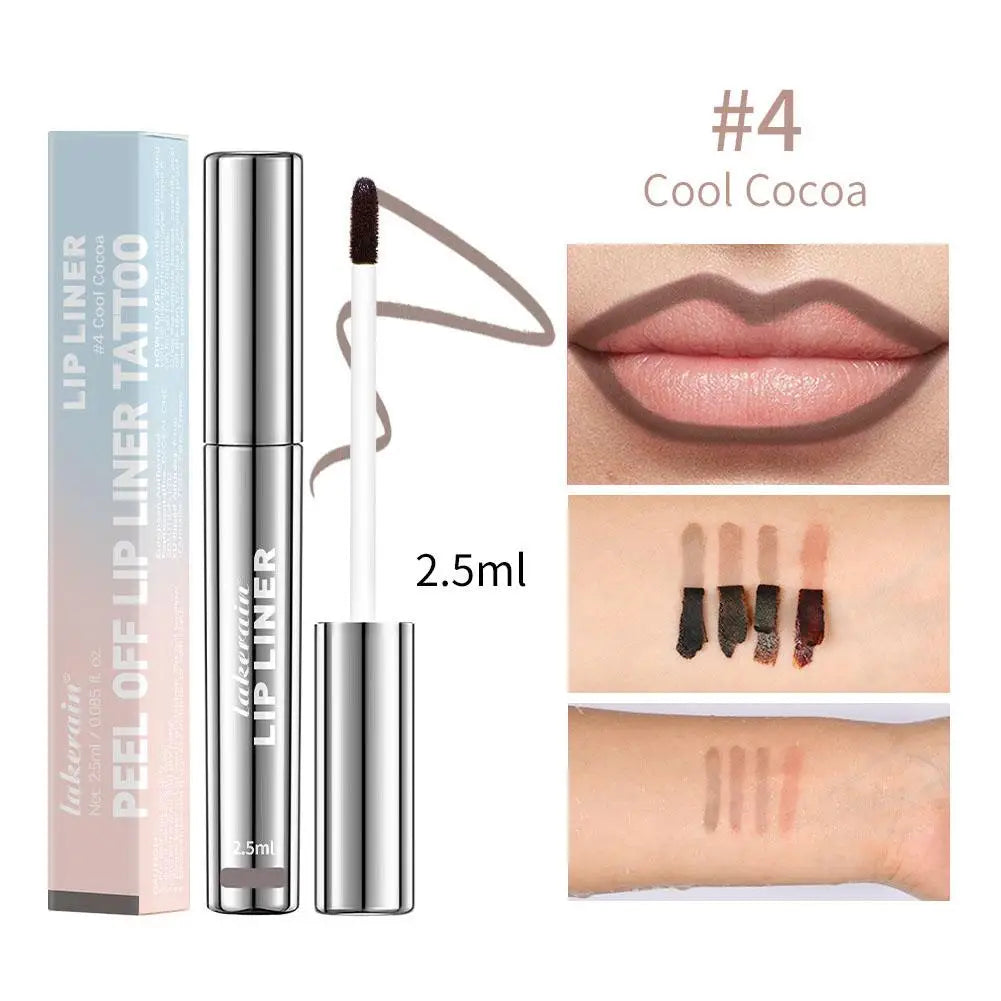 Waterproof Lip Liner Peel Off Tattoo Lipgloss Waterproof Long Lasting Matte Lip Tint Brown Contour Tear-off Lips Stain Cosmetic Oasis Select Cool Cocoa