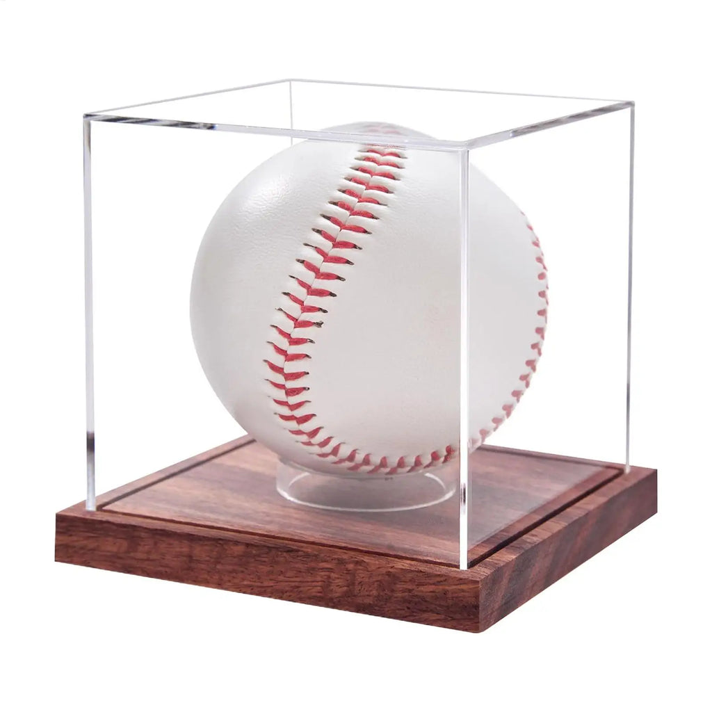 Baseball Display Case Game Ball Display Case Acrylic Clear Sports Souvenirs Organizer with Wooden Base for Tennis Golf Softball Oasis Select