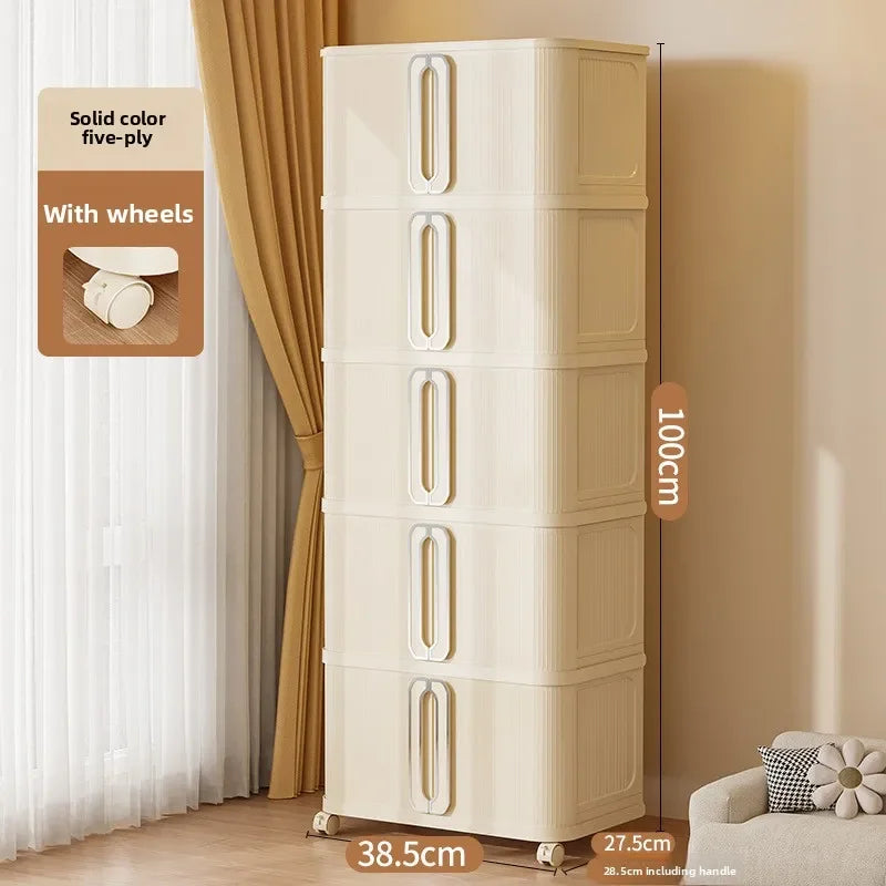 Household folding storage cabinet large capacity double door bedroom clothes toy locker free installation storage box Oasis Select