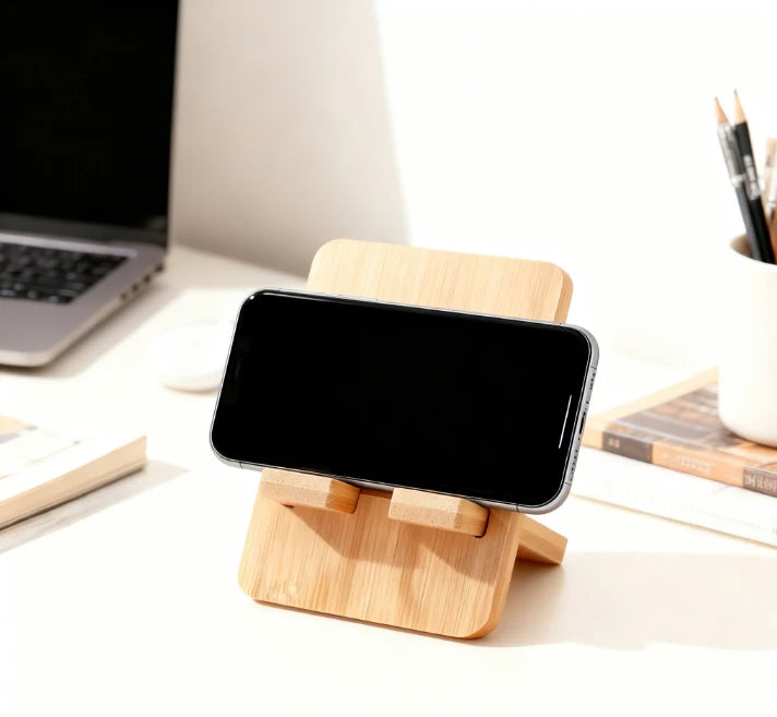 Desktop Lazy Stand Charging Dock for Phones & Tablets, Creative Christmas Gift, Perfect for Short Video Viewing, Bamboo-Wood Oasis Select