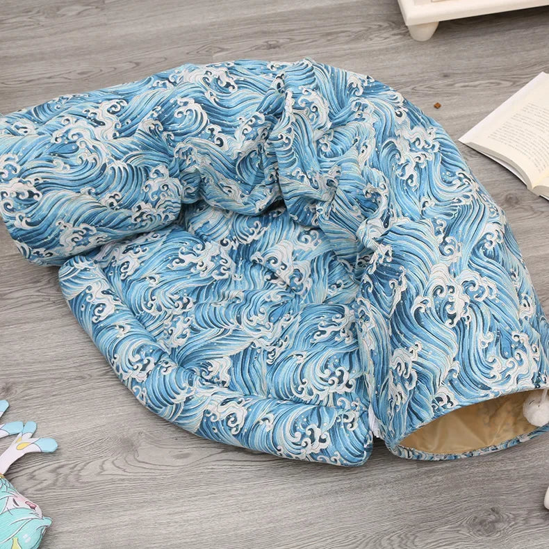 Pet Cat Tunnel Toys 2 In1 Collapsible Cat Nest Kitten Bed Tunnels Interactive Play Toy Indoor Tent for Cat Exercising Products Oasis Select Blue