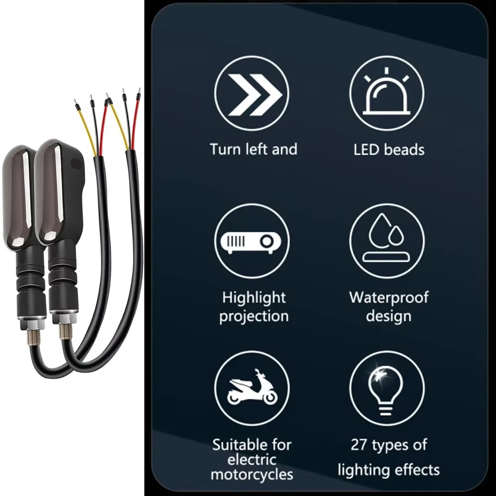 Motorcycle LED Turn Signals – Arrow Projection & 27 RGB Modes