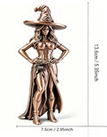 Fantasy Mini Witch Figurine 3D Printed Witch Statue Magical Ornament Halloween Tabletop Decor Witchcraft Home Desktop Decor Gift Oasis Select Witch Bronze