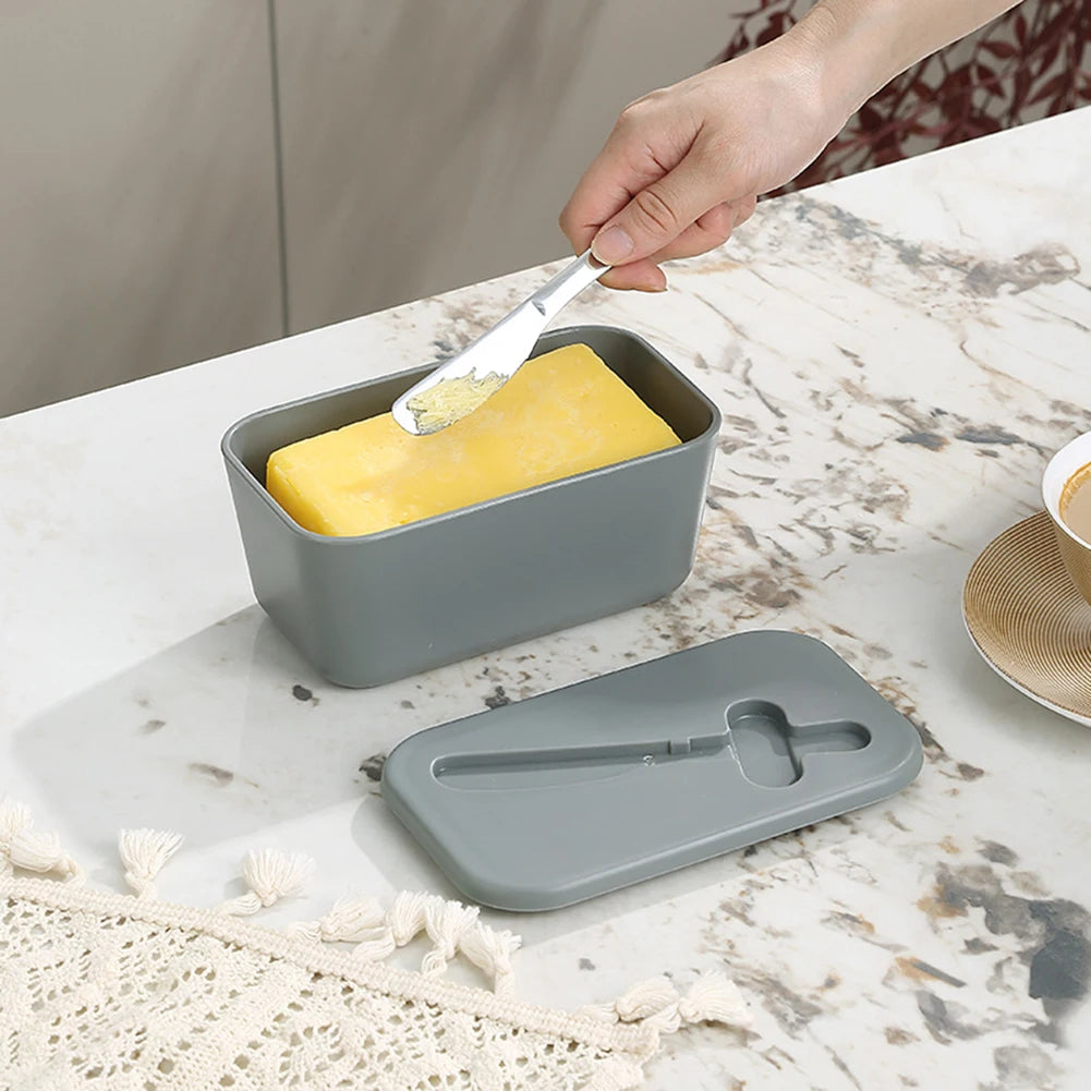 Butter Dish with Lid & Cutter – Airtight Fridge Storage Box