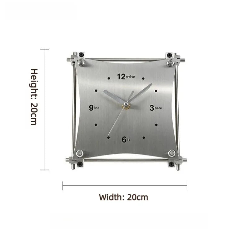 Stainless Steel Geometric Desk Clock Creative Word Number Dial Silent Timepiece Modern Art Table Decor for Bedroom Living Room Oasis Select Silent Clock