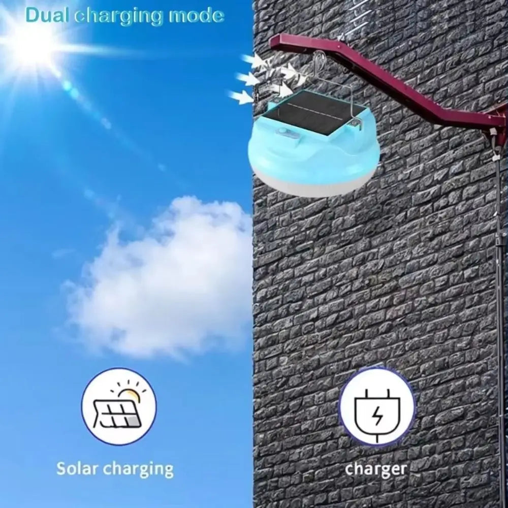 Solar LED Camping Light | 3 Modes, Waterproof & Portable Hook