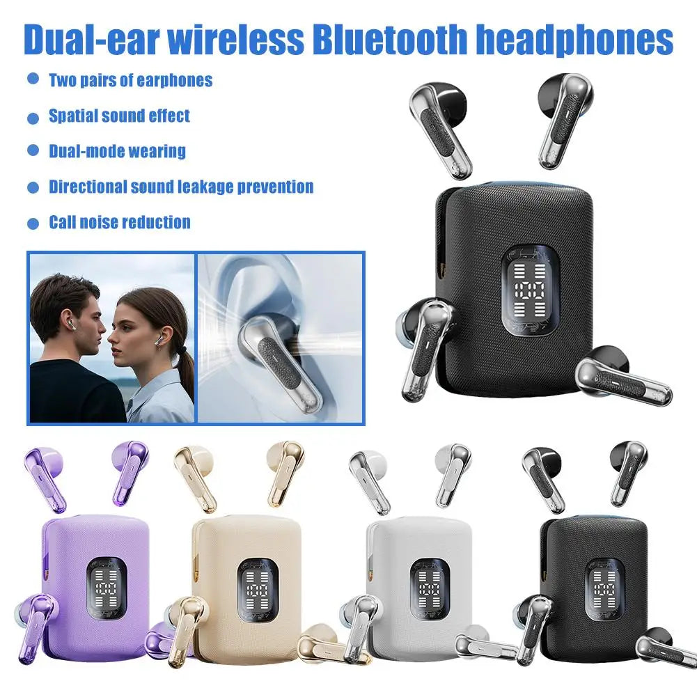 GRWIBEOU 2-Pair Bluetooth Earbuds | Dual Case, ANC & Display