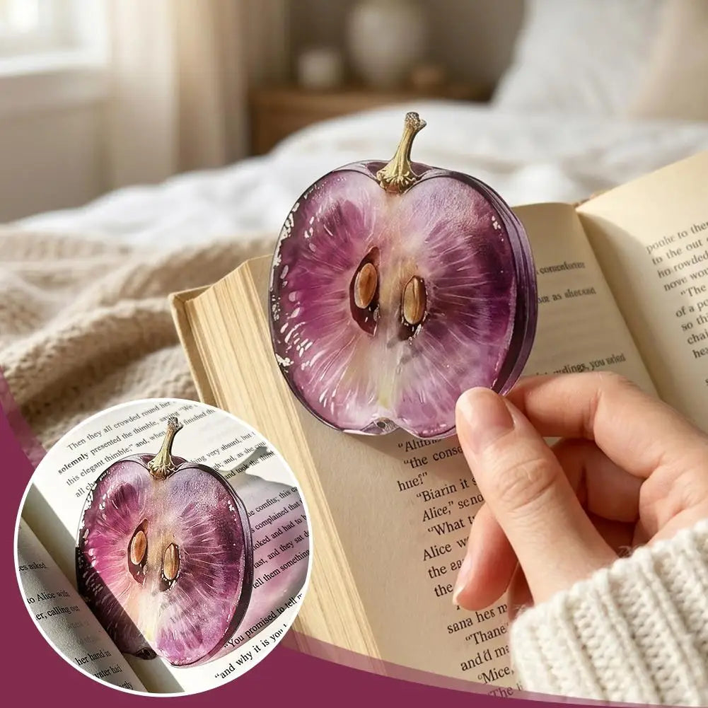 3D Effect Acrylic Fruit Bookmark Cute Translucent Watermelon Orange Page Clips Creative Reading Stationery Gift For Kids Friends Oasis Select
