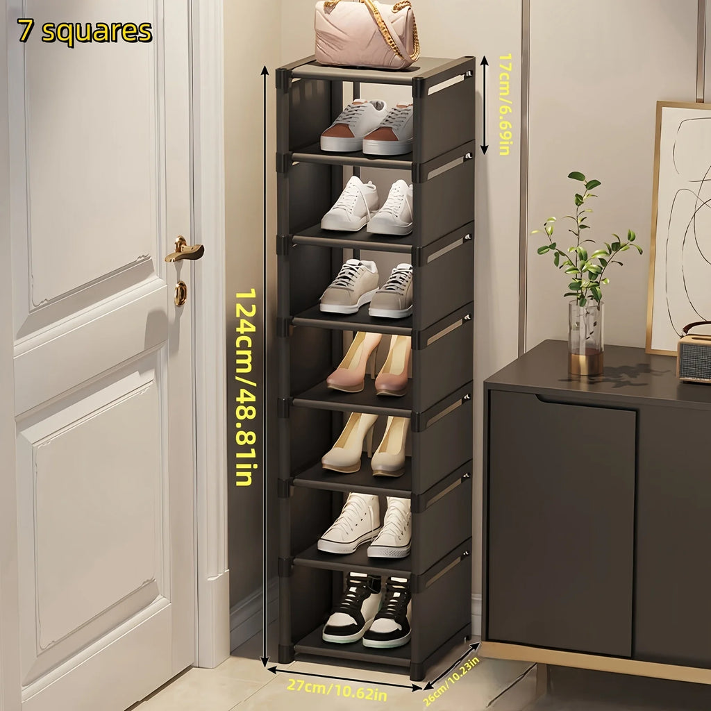 Metal Frame Shoe Rack Multi-Tier Fabric Shelves Space Saving for Sneakers Sandals Entryway Easy Assembly Holiday Storage Oasis Select Black 7 grid