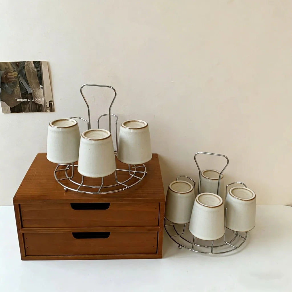 Stainless Steel Cup Rack – 6-Slot Countertop Glass Organizer