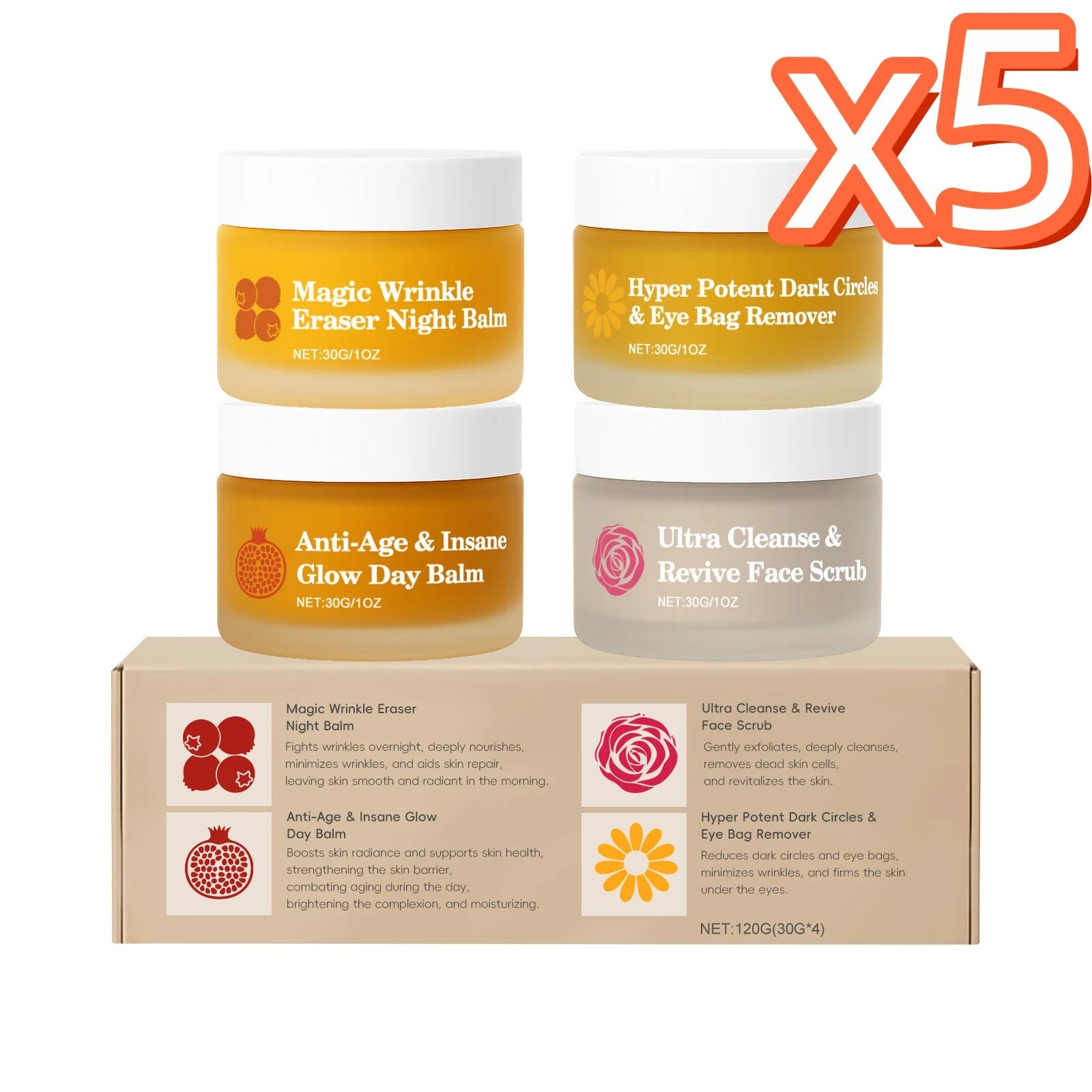 Day Night Skincare Set Moisturizing Repair Skin Barrier Brightening Facial Skins Multi Functional Skincare Eye Face Care Combov Oasis Select 5x4x30g