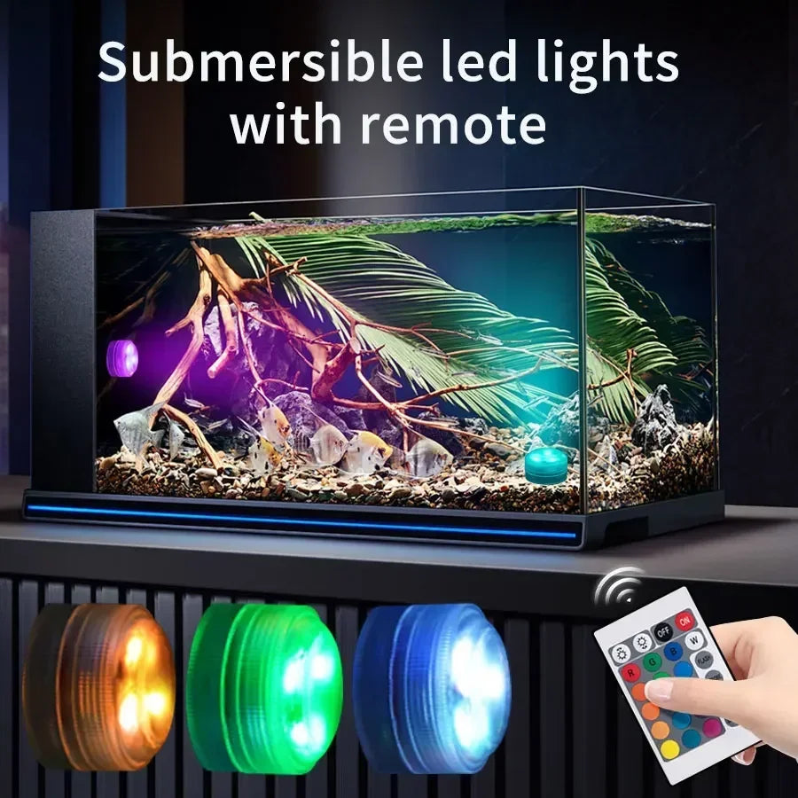 Submersible LED Lights with Remote Control RGB Changing Underwater Light Small Led Candle Light for Pool Party Wedding Decor Oasis Select