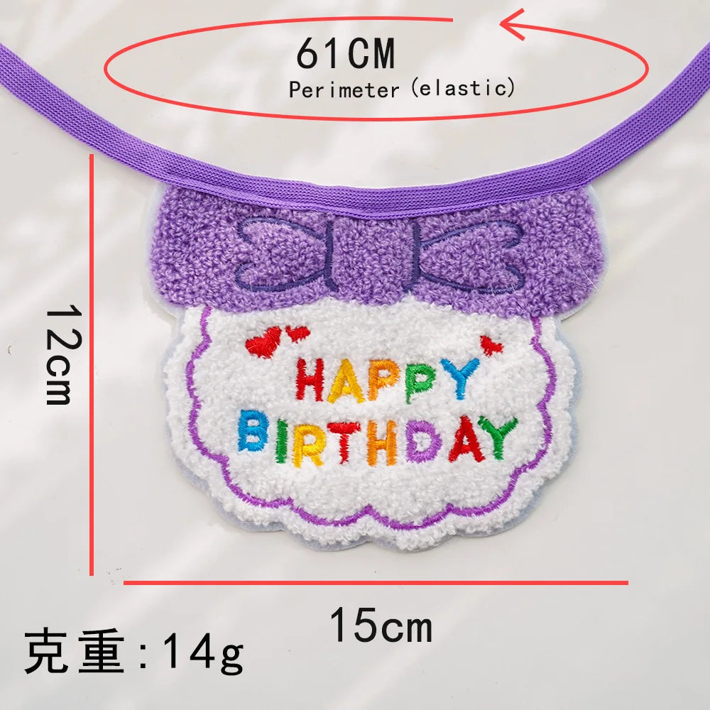 Pet Dog Cat Birthday Dress Bib Party Supplies Saliva Towel Felt Hat