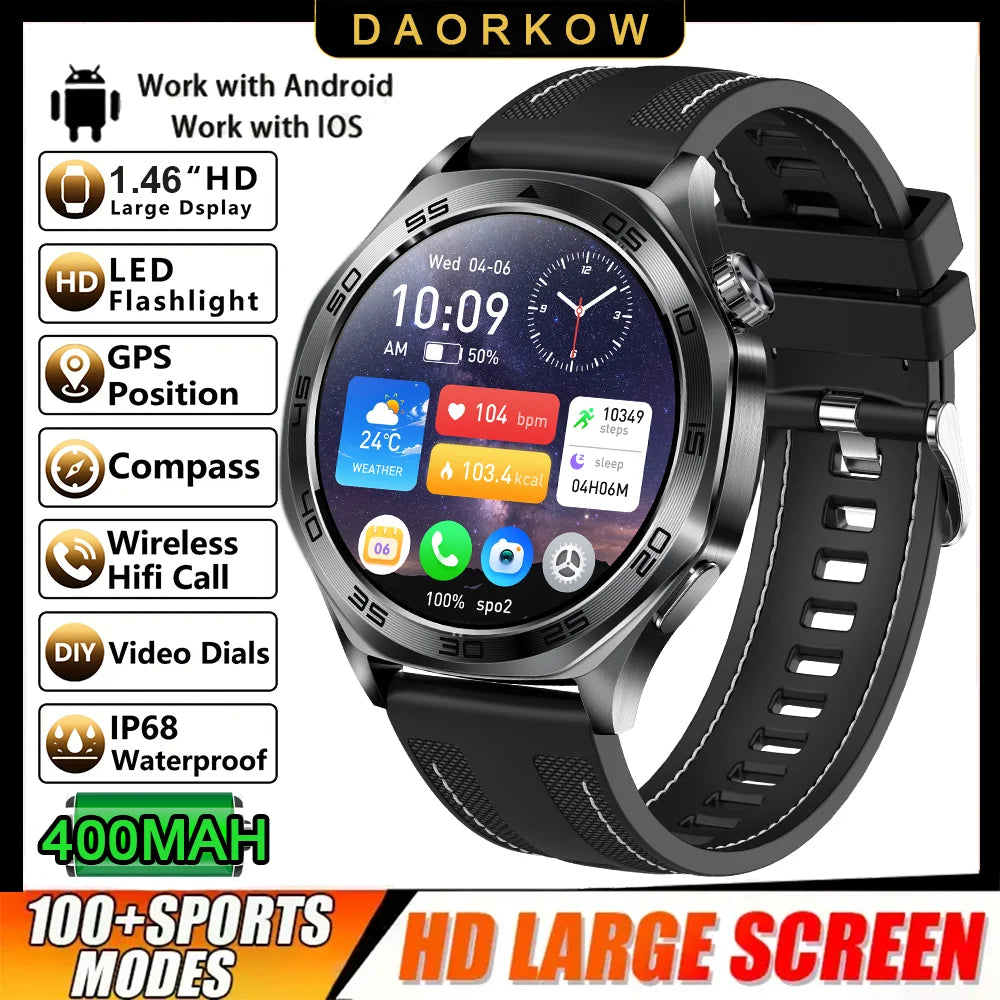 DAORKOW Smartwatch 1.46" IPS IPX8 | 100+ Activity Modes