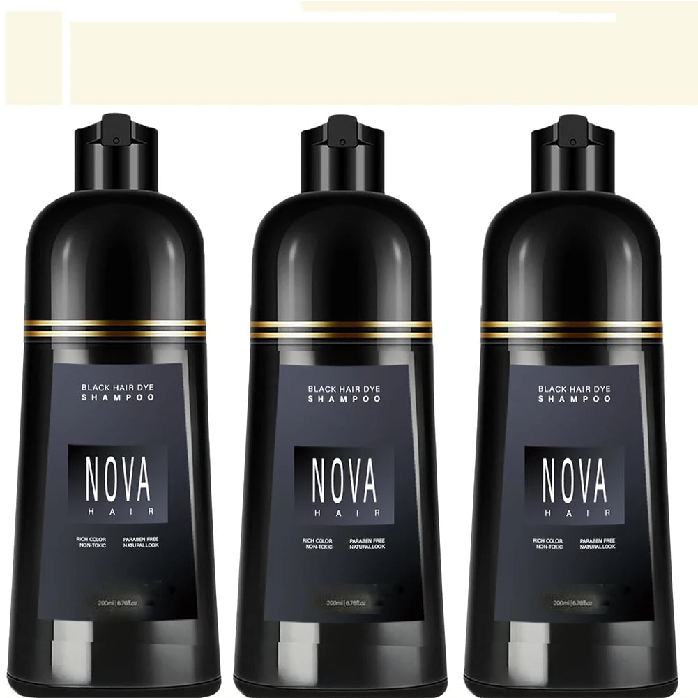 1/2/3PCS Black Hair Dye Shampoo Nova Hair Instant Dye Shampoo,Hair Dye Coloring For Gray Hair Long Lasting Color in Minutes Oasis Select 3pcs