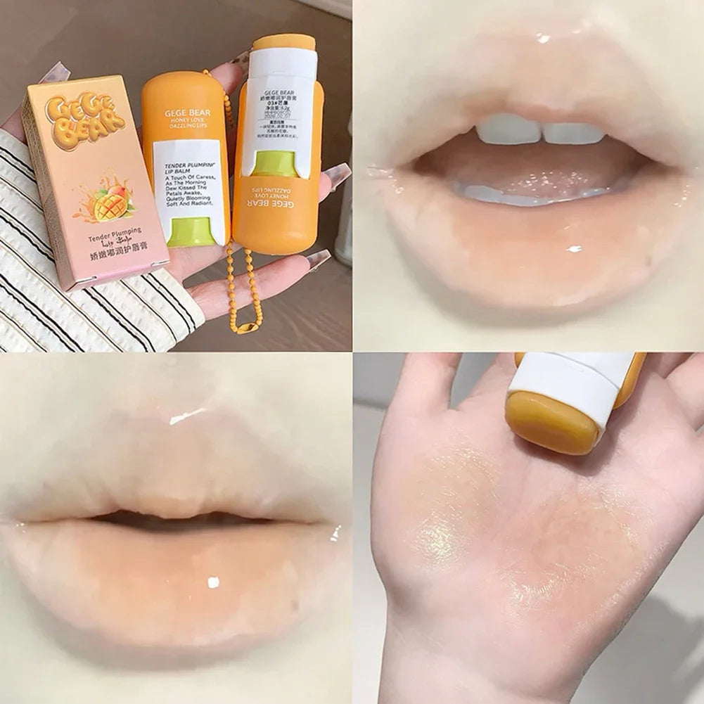 Large Capacity Lip Balm Keychain Pendant, Hydrating & Moisturizing Lip Care Primer Makeup Plumping Clear Lip Gloss Oasis Select Mango