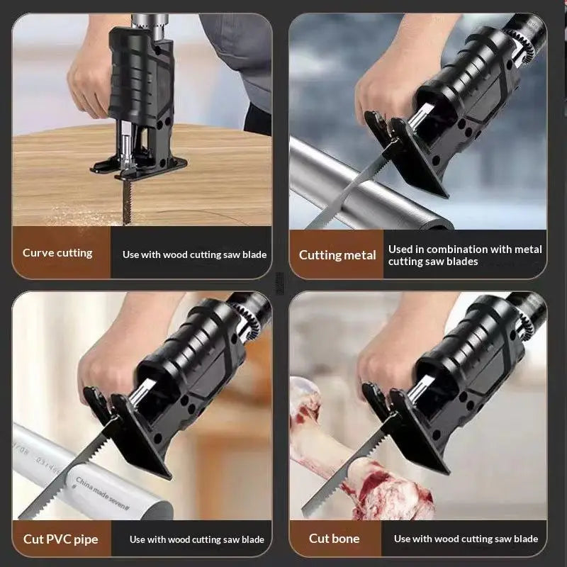 Power Tool Package for Cutting, Wood, PVC, Steel Pipe with Reciprocating Saw and Electric Drill Adapter Oasis Select