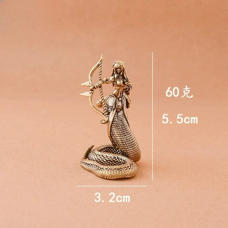 1pcs Brass Medusa Ornaments Ancient Greek Snake Women's Crafts Home Office Desktop Tea Pet Ornament Decoration Oasis Select A