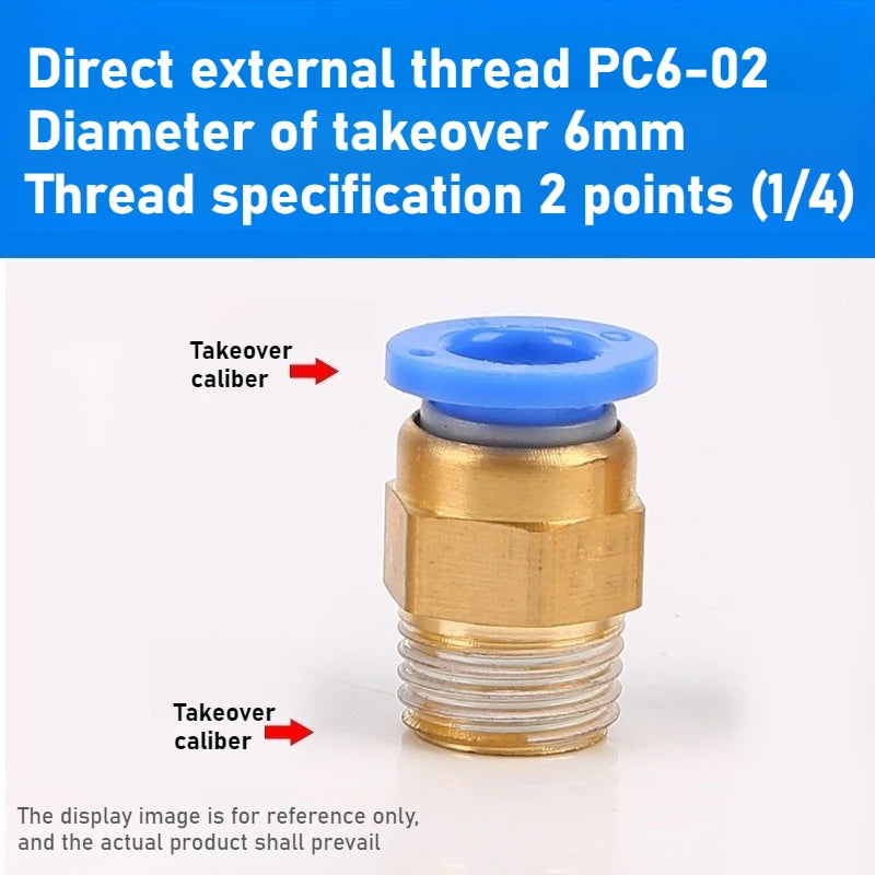Quick Connector Tracheal Pneumatic PC8-02 Copper External Thread Straight Through Quick Insert Tracheal Connector PC1-03/12-04 Oasis Select PC 6-02 1PCS