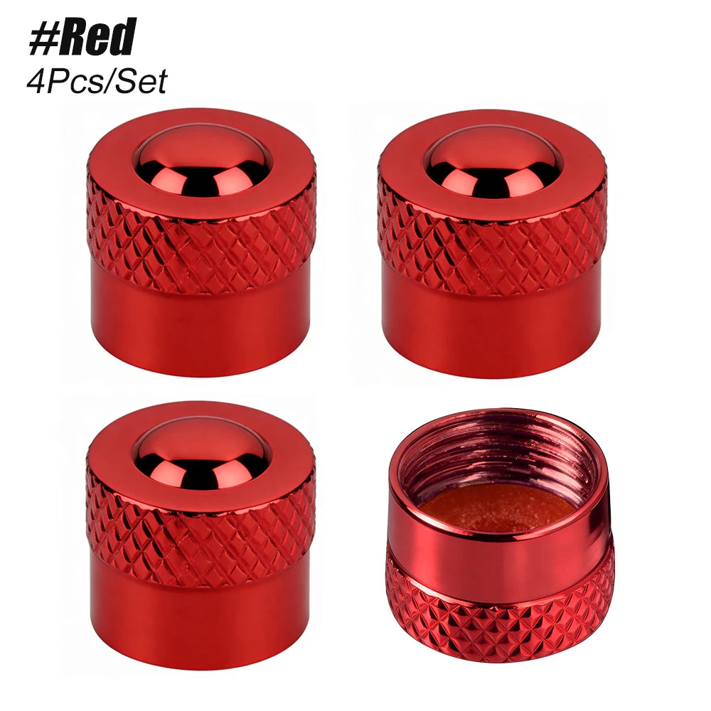 4PCS Tire Valve Caps with O Rubber Ring, Valve Stem Caps, Universal Stem Covers for Cars, SUVs, Bike, Trucks, Motorcycles Oasis Select Red