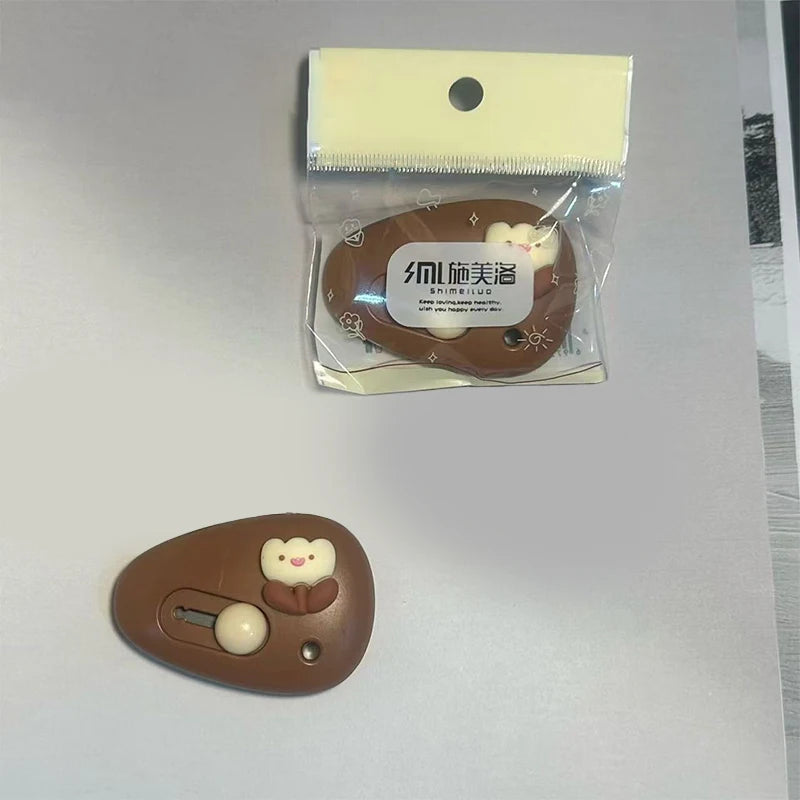 1pc Cute Cartoon Pebble Portable Art Knife Unpacking Express Knife Student Mini Paper Knife School Office Cutting Supplies Oasis Select One size A5