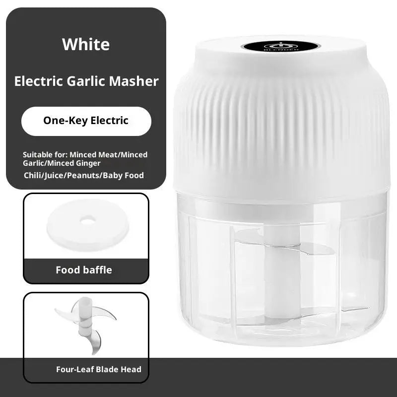 Portable Electric Garlic Masher Mini Food Processor Vegetable Chopper Meat Grinder for Kitchen Use Oasis Select White 4 Blade
