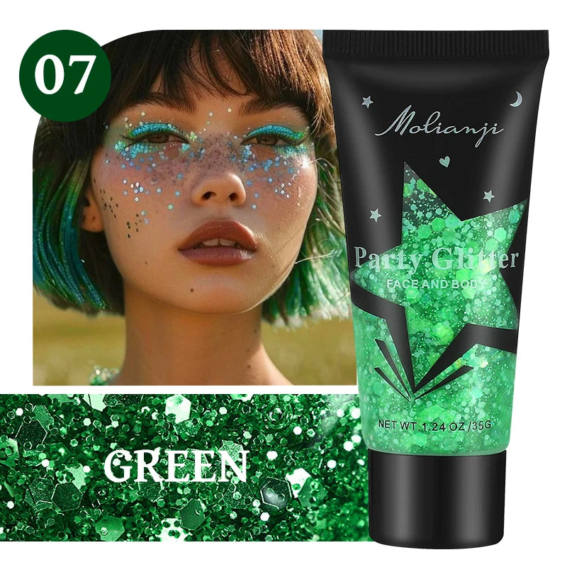 Multicolor Body Glitter – Waterproof & Sweat-Resistant Makeup Body & Face Glitter Oasis Select 07 GREEN