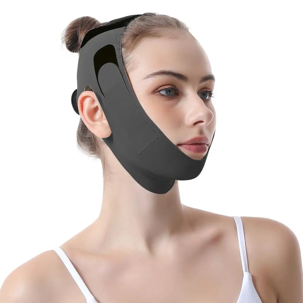 Face Lift Tape Chin Strap For Sleeping Reusable V Line Lifting Mask For Double Chin For Women Chin Up Jaw Exerciser Facial Belt Oasis Select black