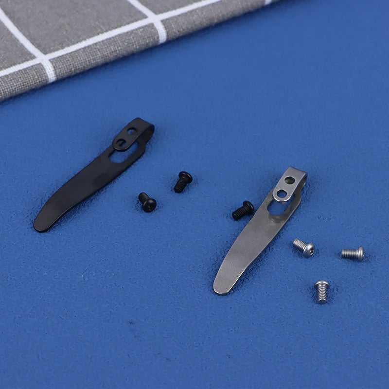 New 1 Set 420 Stainless Steel Material Knife Back Clip With 3pcs M2.5 Screws Pocket Waist Clamps For Knives DIY Make Accessories Oasis Select