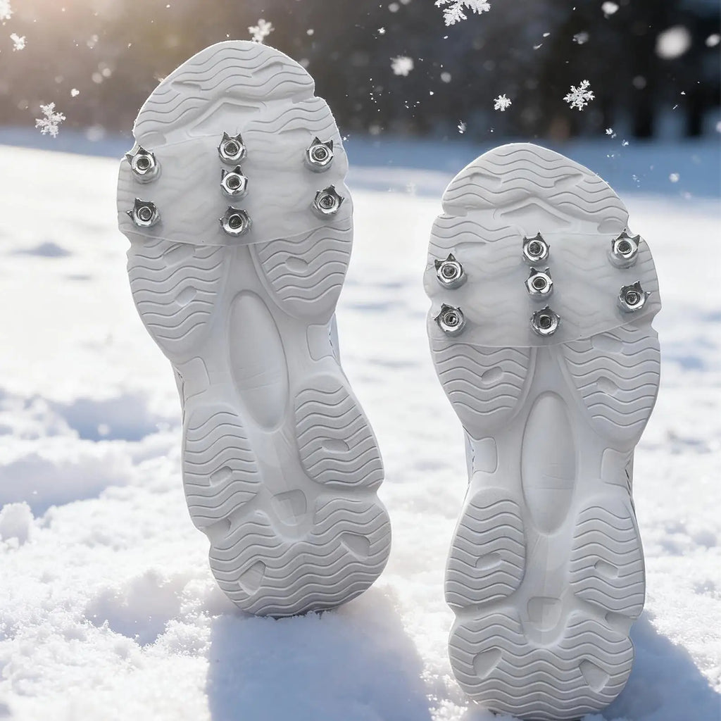 Ice Cleats 7-Tooth Traction Translucent Crampons Flexible Snow Spikes Shoe Covers for Hiking Walking Climbing Fishing Outdoor Oasis Select