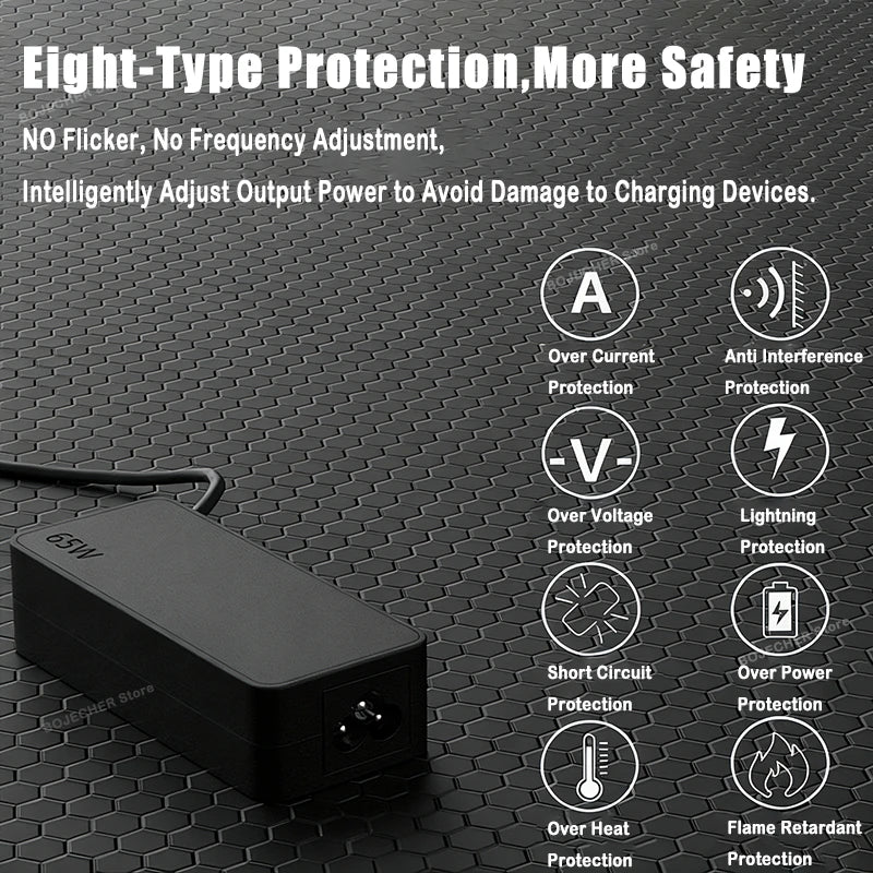 65W 20V 3.25A TYPE C Laptop Charger Adapted For Lenovo ThinkPad Hp Yoga Dell ASUS Fast Power Supply Adapters USB C Interface Oasis Select