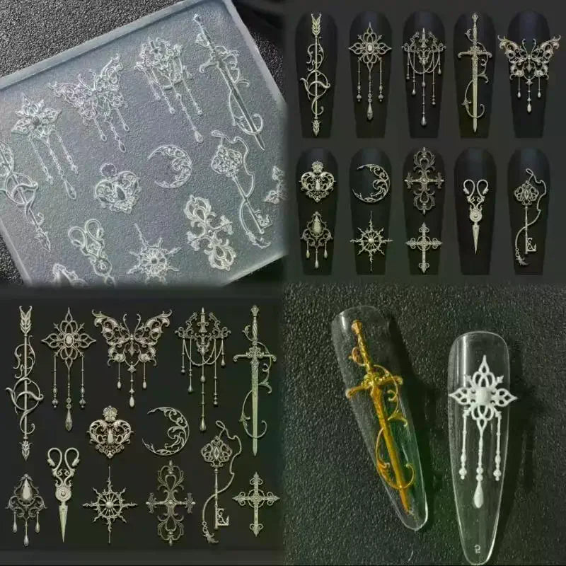 3D Silicone Nail Art Mold – Retro Floral & Bow Design