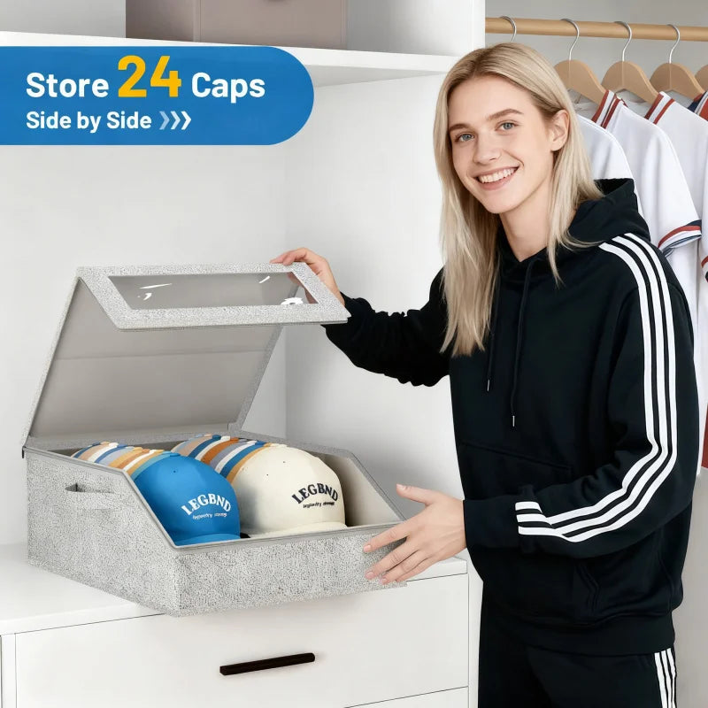 1PC Large Capacity Baseball Cap Storage Box, Space Saving Design, Easy To Access and Neatly Arranged Oasis Select