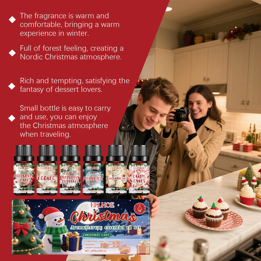 Christmas Essential Oil Set – 6 Festive Holiday Scents 6x10ml Aromatherapy Essential Oil Set Oasis Select