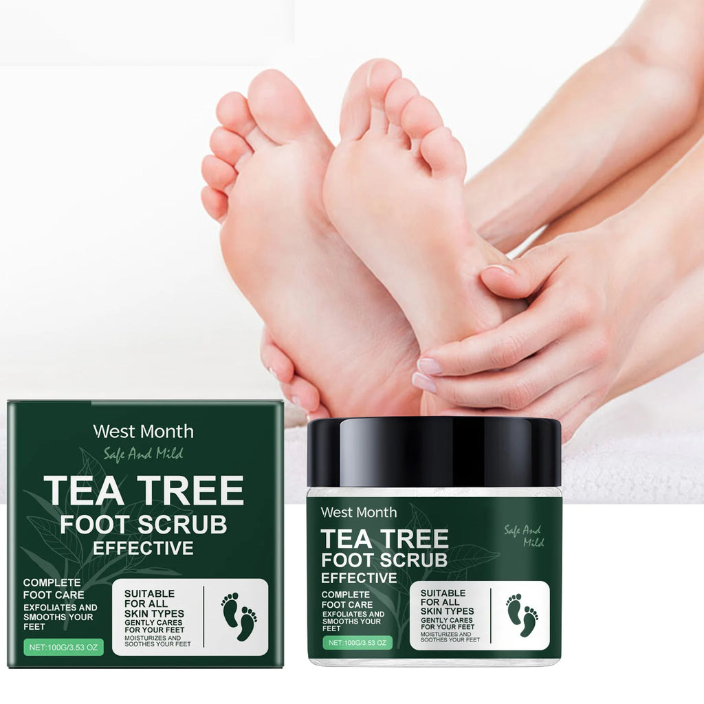 Exfoliating Tea Tree Foot Scrub Helps Remove Dead Skin Soften Rough Dry Feet Skin Cleansing Moisturizing Smooth Cracked Heels Oasis Select