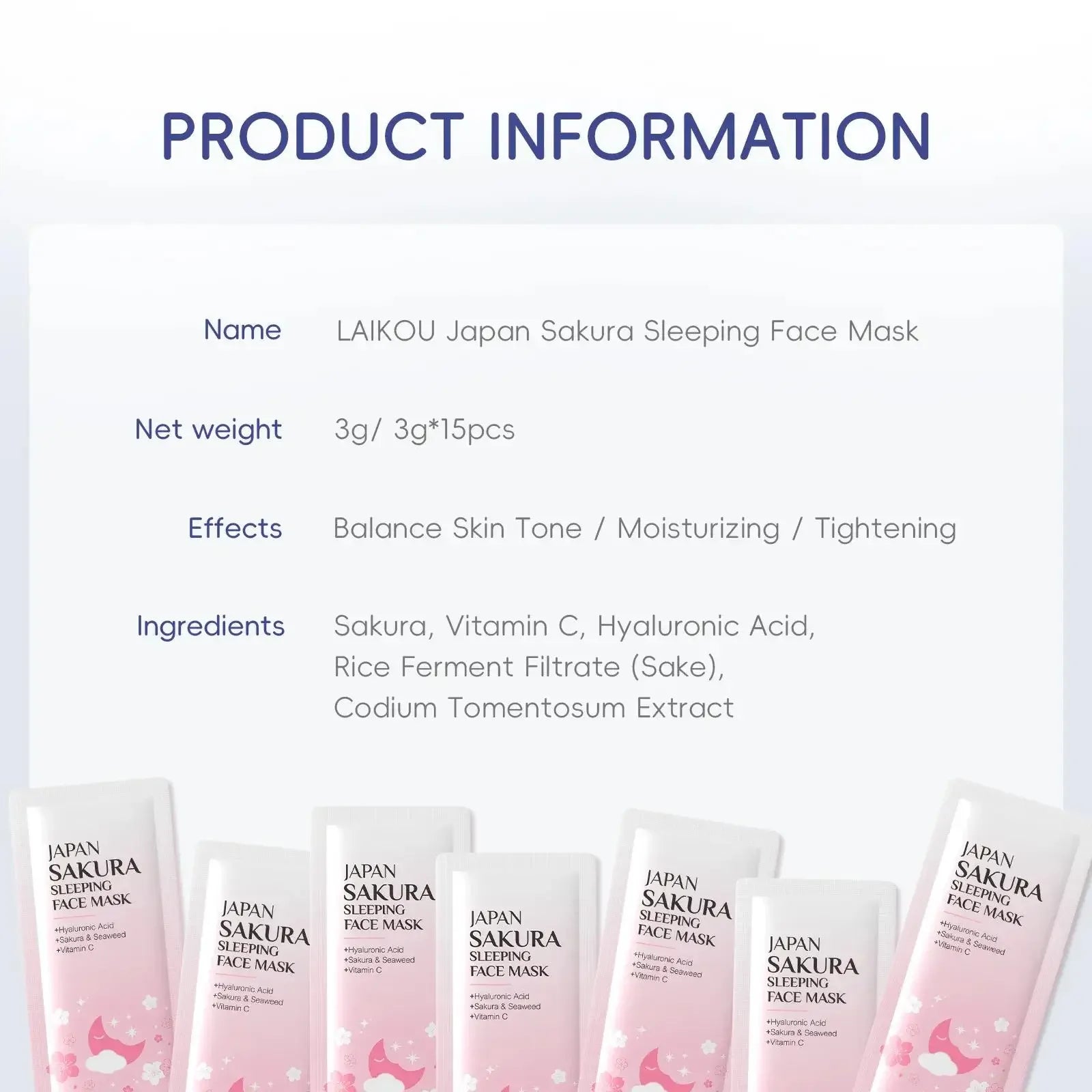 LAIKOU Sakura Overnight Sleeping Mask – Hydrating & Brightening