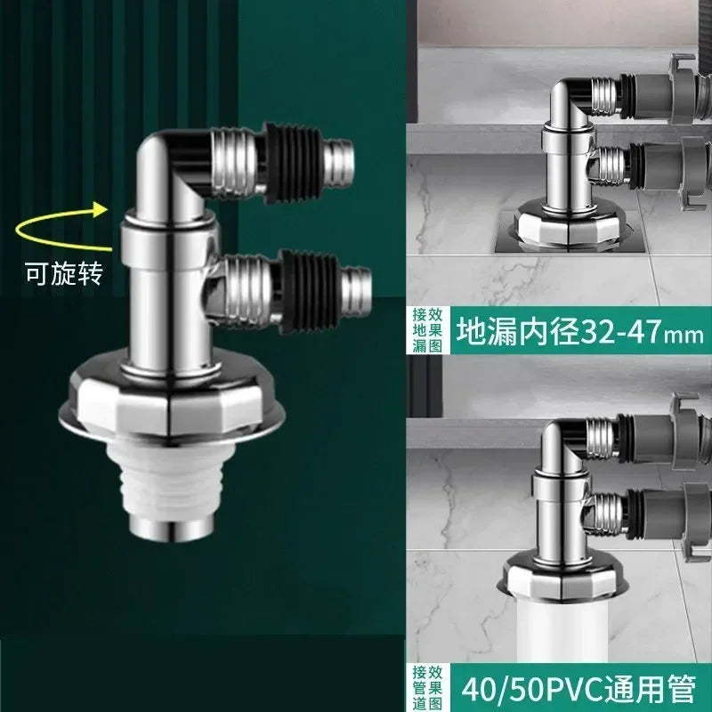 Washing Machine Floor Drain Adapter Anti-overflow Deodorant Snap Joint Universal Sewer Elbow Pipe Connector Bathroom Accessories Oasis Select D