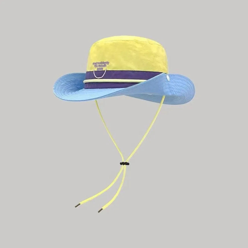 New Retro Big Brim Bucket Hat Quick-drying Lightweight Sun Protection Hat Dopamine Color Hiking Cap Summer Outdoor Oasis Select Yellow