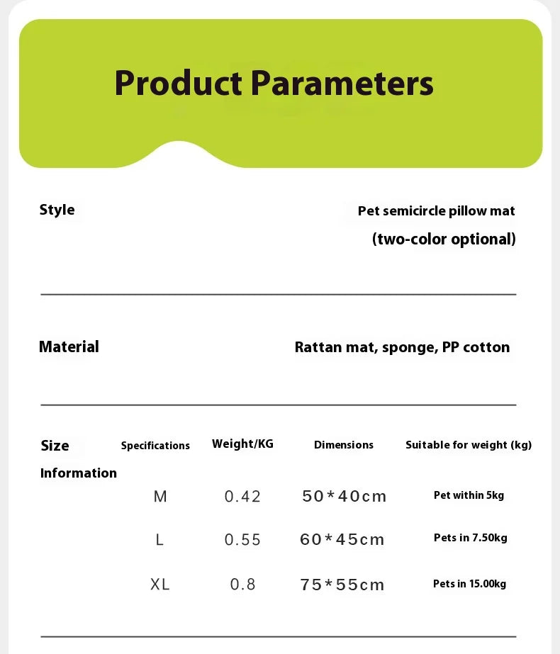 Summer Pet Wicker MATS, Cat Beds, Cool and Breathable Cat Beds, Dog Bed MATS, and Pet Ice Pads Can Be Disassembled and Washed Oasis Select