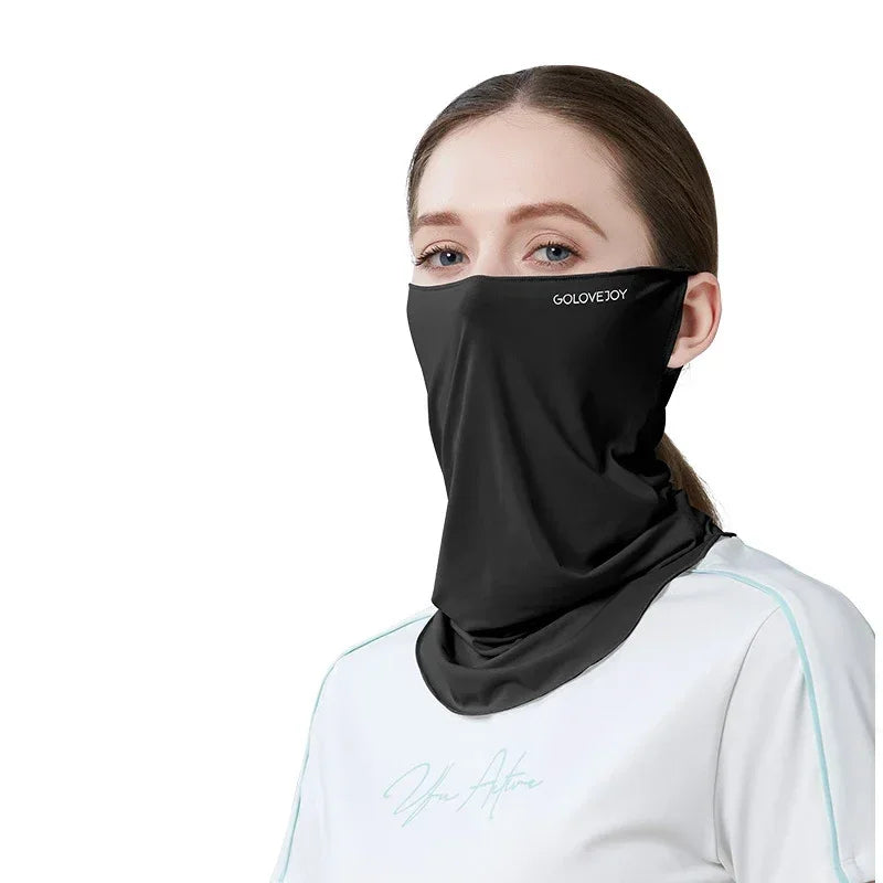 Cycling Face Mask Unisex Ice Silk Breathable Balaclava Ultraviolet Face Mask UV Blocking Military Bandana Multicam Gaiter Scarf Oasis Select Black A