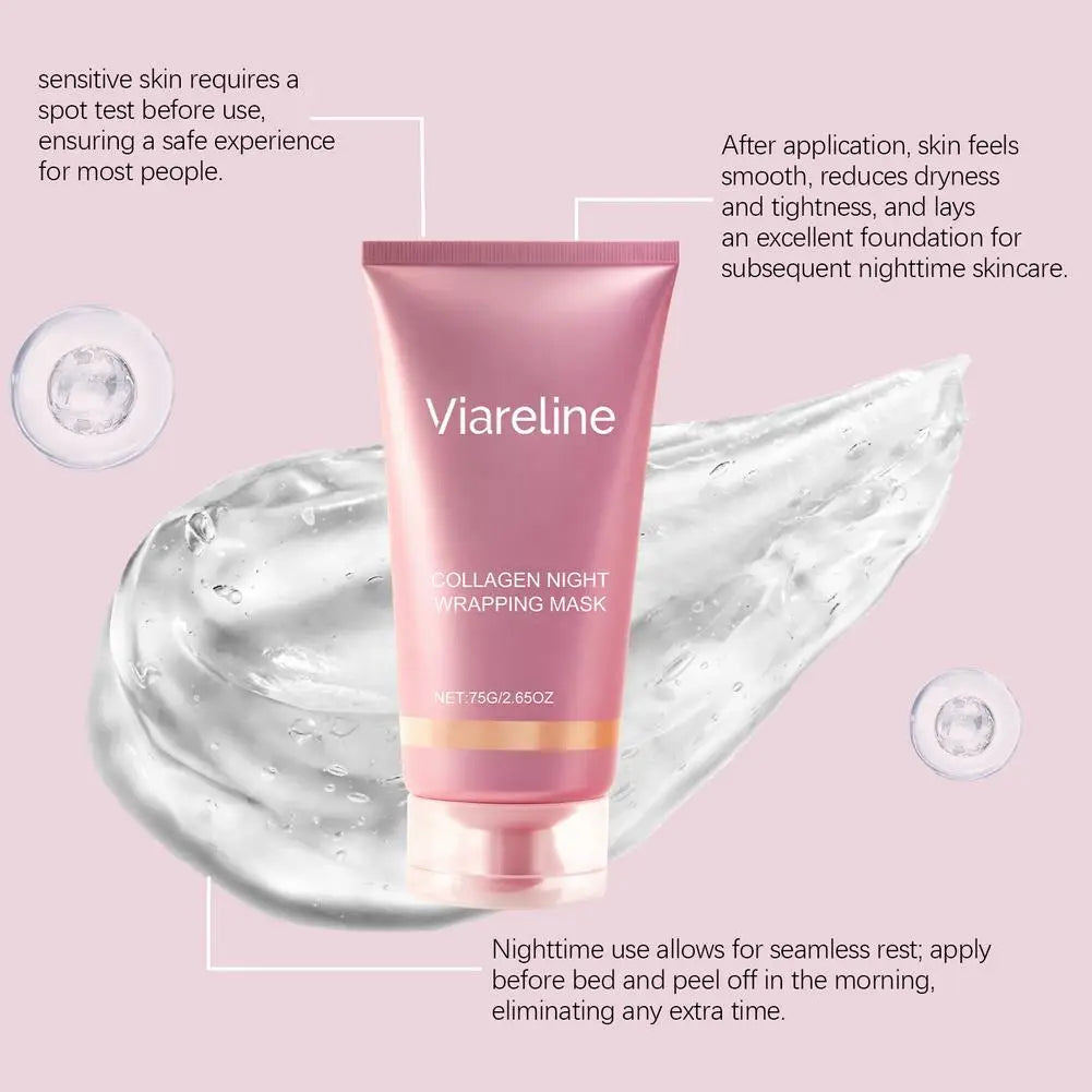 Collagen Night Peel Off Mask Cleansing Pores Reduces Facial Skin Sag Dullness Deep Hydrating Overnight Moisturize Wrapping Mask Oasis Select