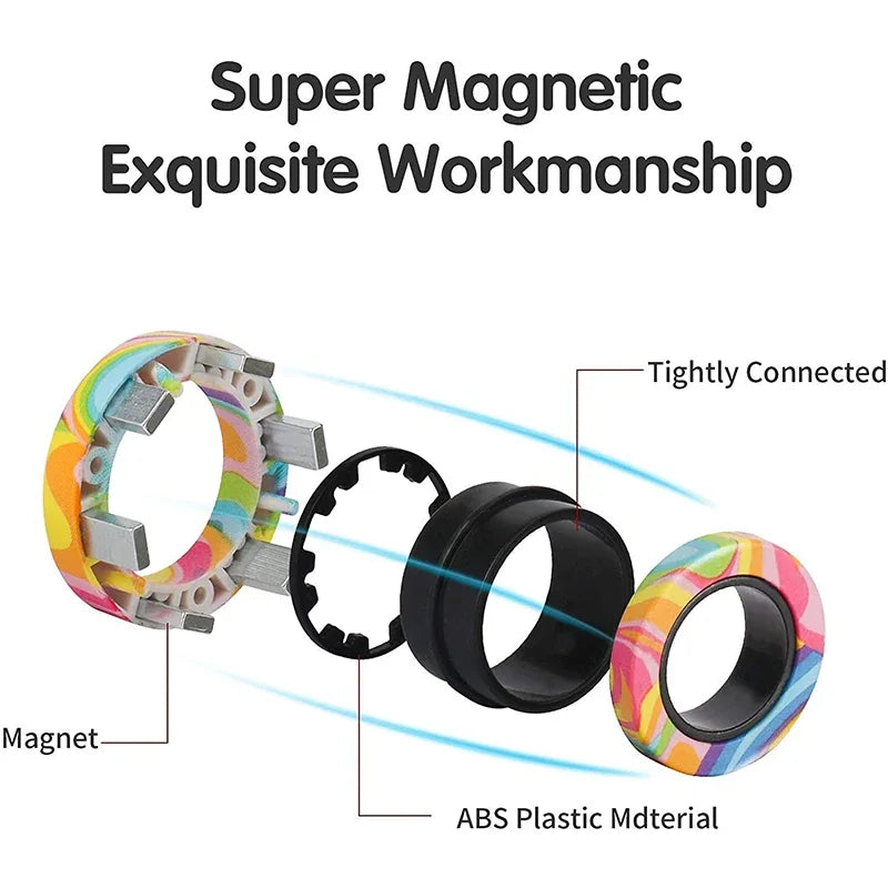 Magnetic Rings Fidget Toy Set Adult Fidget Magnets Spinner Rings Fidget Pack Great Gift for Adults Teens Kids (3PCS) Oasis Select