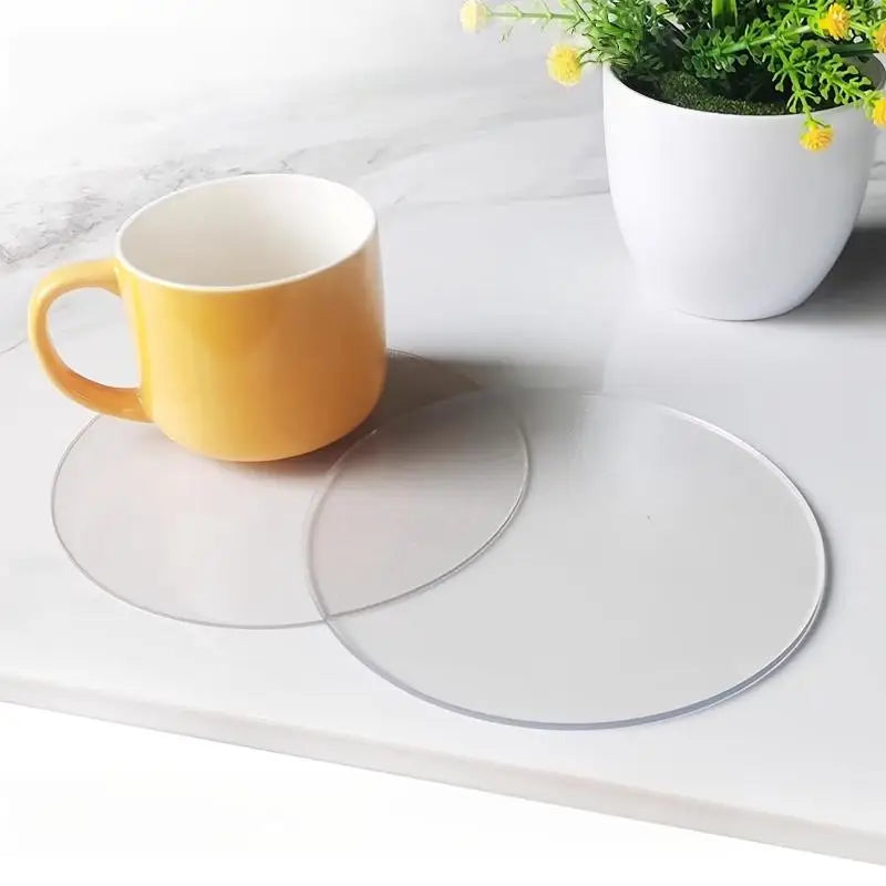 Clear PVC Coasters Non-Slip Waterproof Desktop Protection Pads Drink Coasters Heat-Resistant For Home Kitchen Office Coffee Bar Oasis Select
