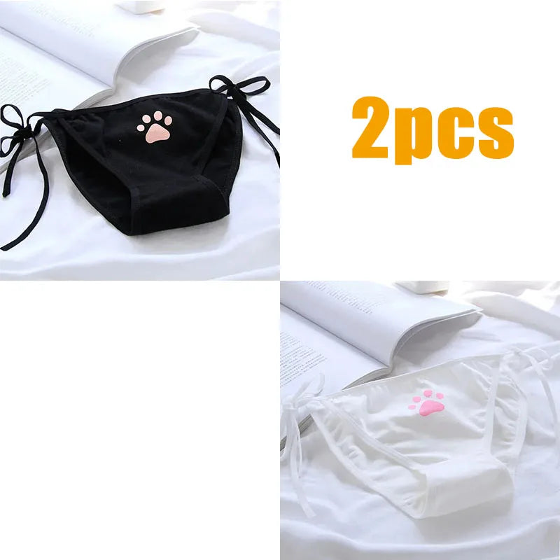 1/3/6pcs Sexy Bandage Lolita Panties Low Waist Lingerie Cute Claw Women's Briefs Low Waist Animation Underwear Oasis Select 2pcs mix 2 One Size As shown