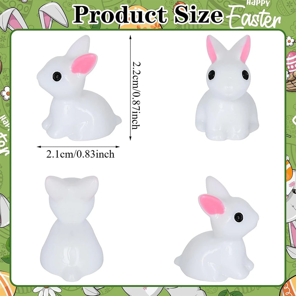 18/36/54 PCS Glow-in-the-Dark Bunny Figurines for Fairy Garden Paths & Micro Landscapes Resin Mini Rabbits Moss Terrarium Decor Oasis Select