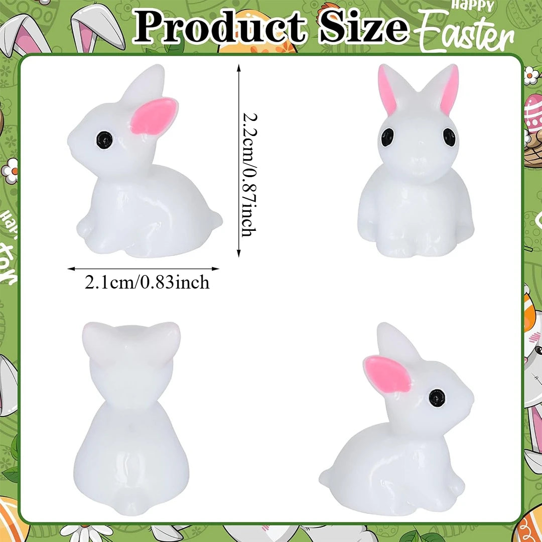 18/36/54 PCS Glow-in-the-Dark Bunny Figurines for Fairy Garden Paths & Micro Landscapes Resin Mini Rabbits Moss Terrarium Decor Oasis Select