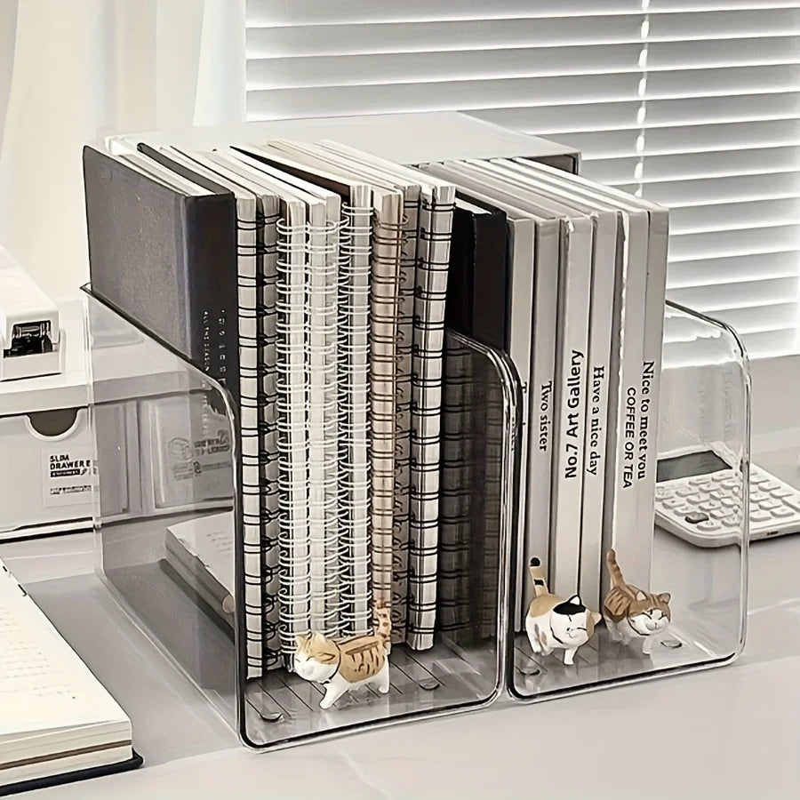 Clear Acrylic Bookends For Desk Office Book Storage Organizer Holder Display Rack Fridge Container Basket Produce Box Desktop Oasis Select