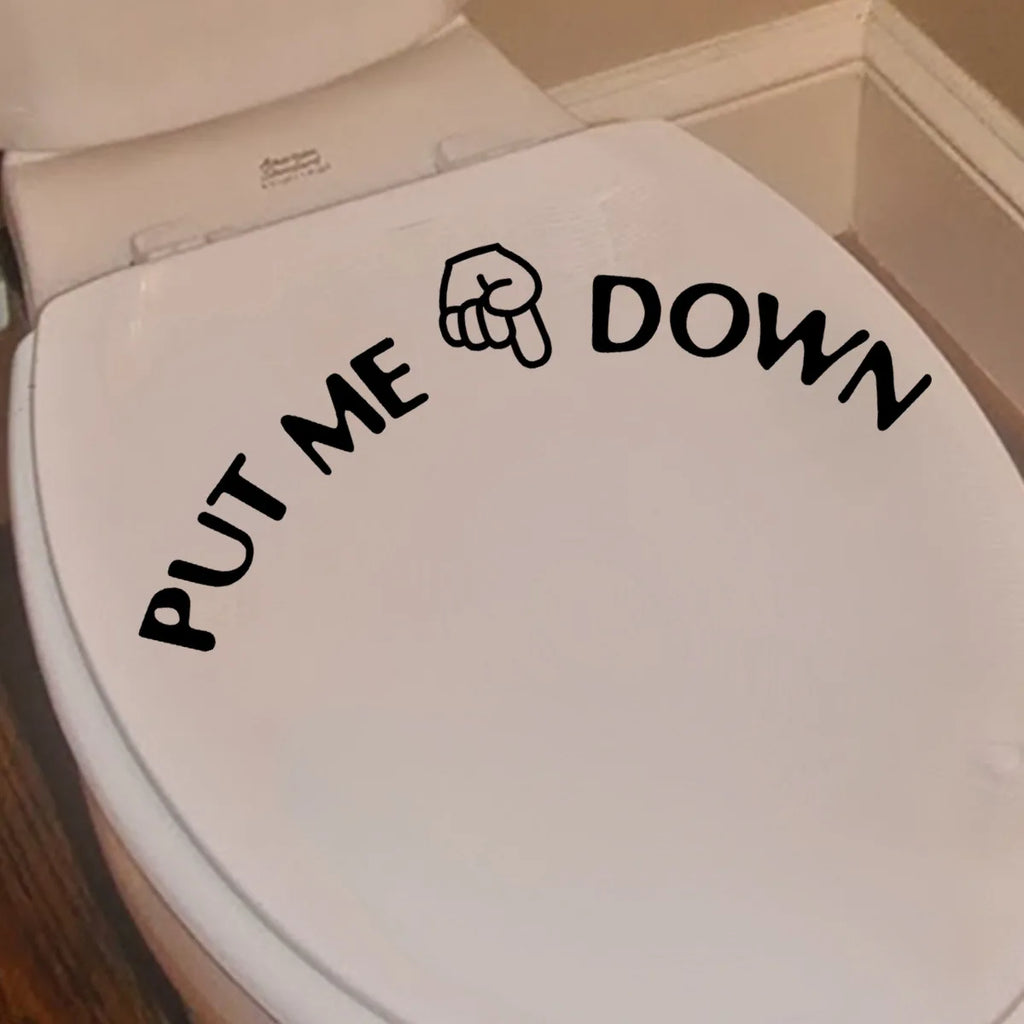 Gesture Hand Decal Funny Bathroom Toilet Seat Wall Sticker Sign For Put Me Down Home Art Refrigerator Sticker Decals Oasis Select