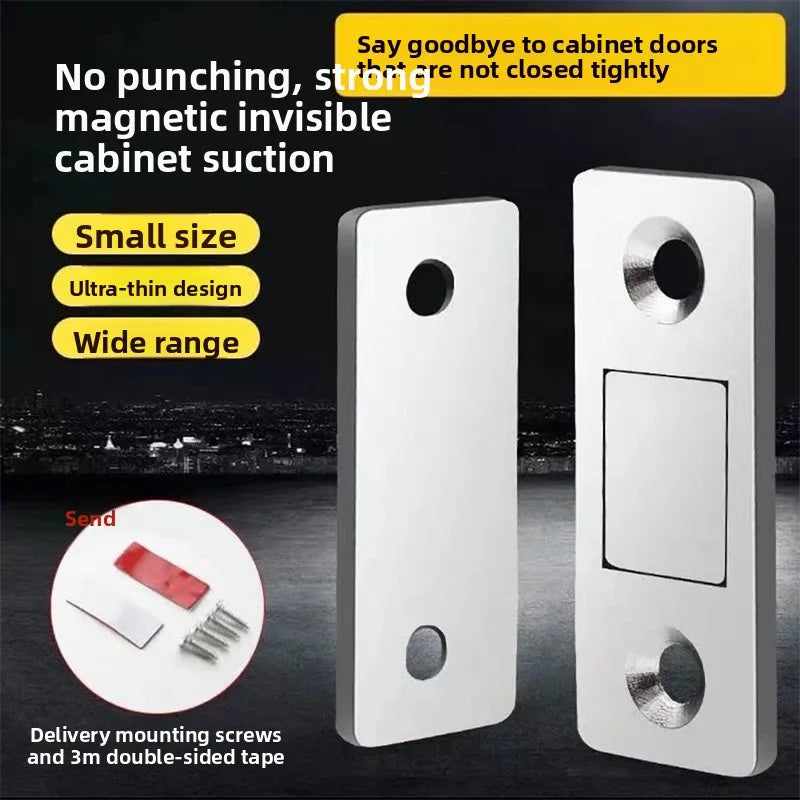 Punch Free Cabinet Catches Strong Magnetic L-shaped Closet Door Closer Ultra Thin Invisible Anti Collision Furniture Hardware Oasis Select