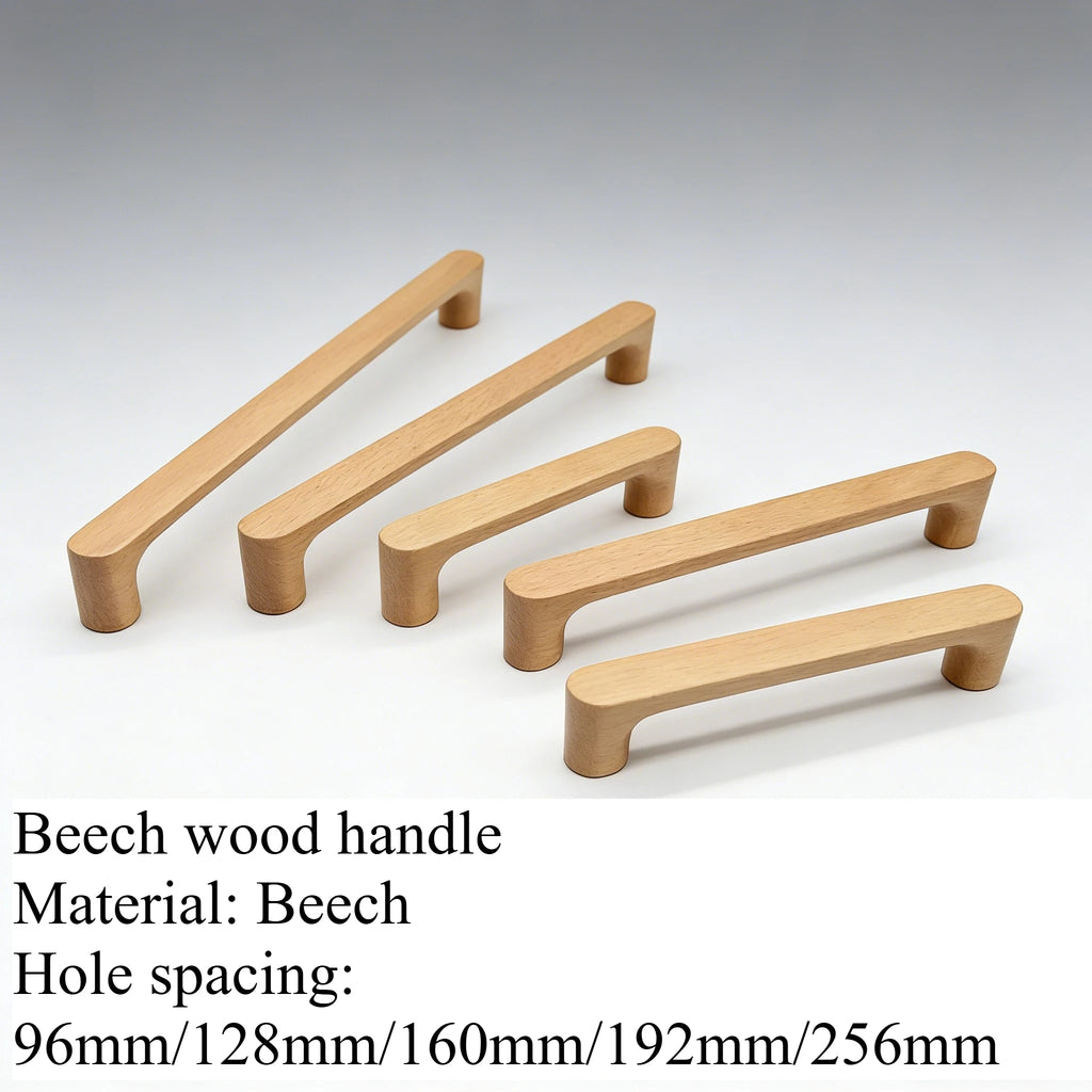 Nordic Wooden Cabinet Handle Cupboard Door Knob and Handle Kitchen Drawer Pulls Wardrobe Door Handles for Furniture Hardware